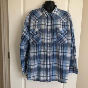 High Noon Plaid Pearl Snap Western‎ Shirt - 2XL